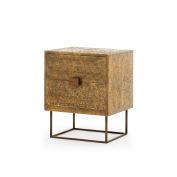 Cubic 2-Drawer Side Table, Antique Brass