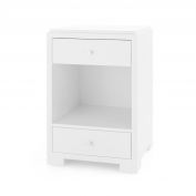 Fedor 2-Drawer Side Table, White Grasscloth