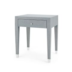 Claudette 1-Drawer Side Table, Gray and Nickel
