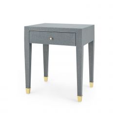 Claudette 1-Drawer Side Table, Gray and Brass