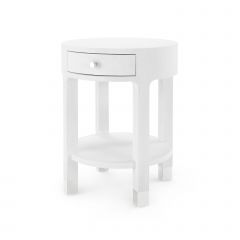 Dakota 1-Drawer Round Side Table, White