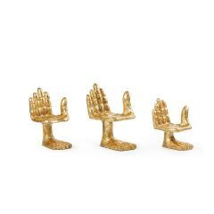 Mano Set of 3 Statues, Gold