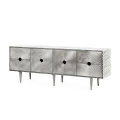 Randers 4-Drawer & 2-Door  Cabinet, German Silver